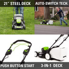 80V Cordless 21-Inch Self-Propelled Brushless Lawn Mower