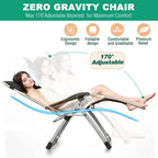 NAIZEA Zero Gravity Chair With Removable Cushion, Cup Holder, and Black Color
