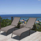 Fabric Folding Outdoor Chaise Lounge Chairs, 2 Pcs, 5 Position
