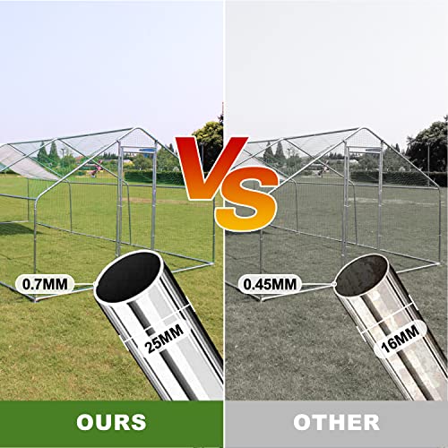 Large Metal Chicken Coop Poultry Cage for 6/10 Chickens, 9.8' L x 6.5' W x 6.5' H