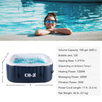 CO-Z PVC Square Inflatable Spa Tub, 5 x 5 ft, 4-Person, 120 Jets, Blue