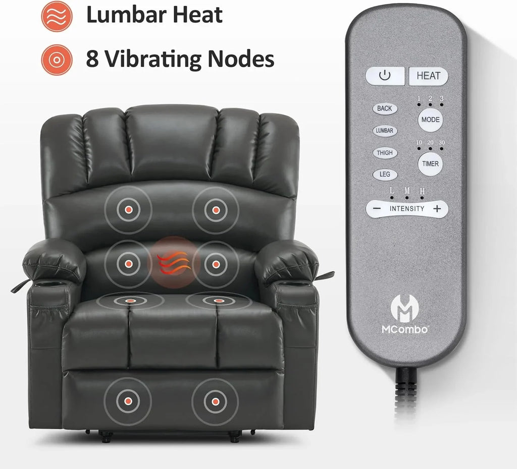 Heated Lift Recliner for Seniors with USB and Cup Holders