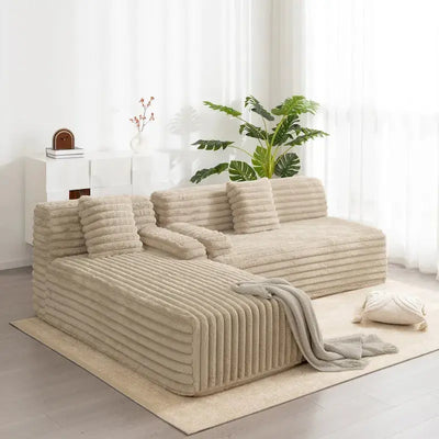 Cloud Modular Sectional Sofa L-Shaped Upholstered Couch With 2 Throw Pillows