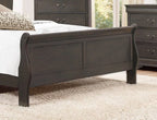 Eastern King Size Sleigh Bed, Stained Gray Finish, 1 Pc