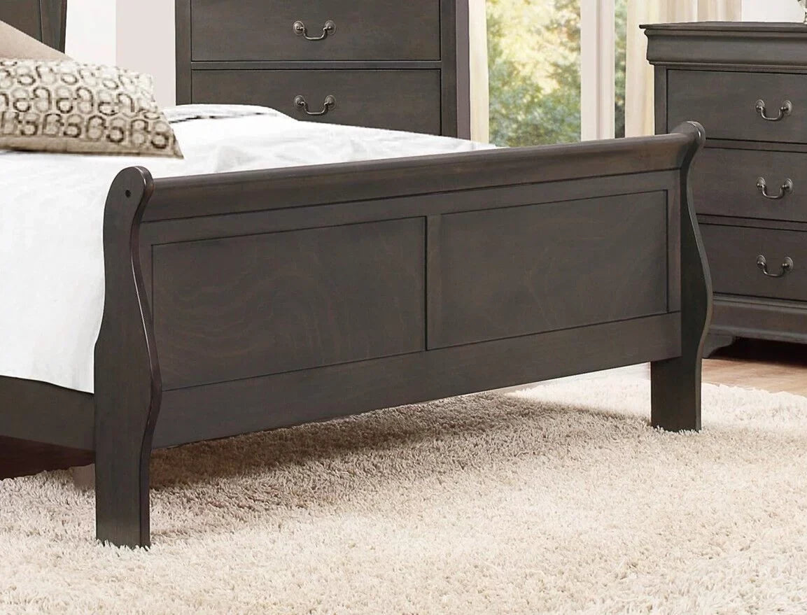 Eastern King Size Sleigh Bed, Stained Gray Finish, 1 Pc