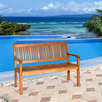 Eucalyptus Wood Outdoor Garden Bench, 2-Person, 50 x 25 x 36 in