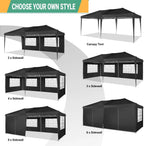 COBIZI Pop Up Canopy Tent 10x20ft With 6 Sidewalls, Black