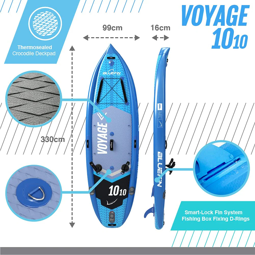 Bluefin Inflatable Stand Up Paddle Board, 10' 10", Blue - Voyage