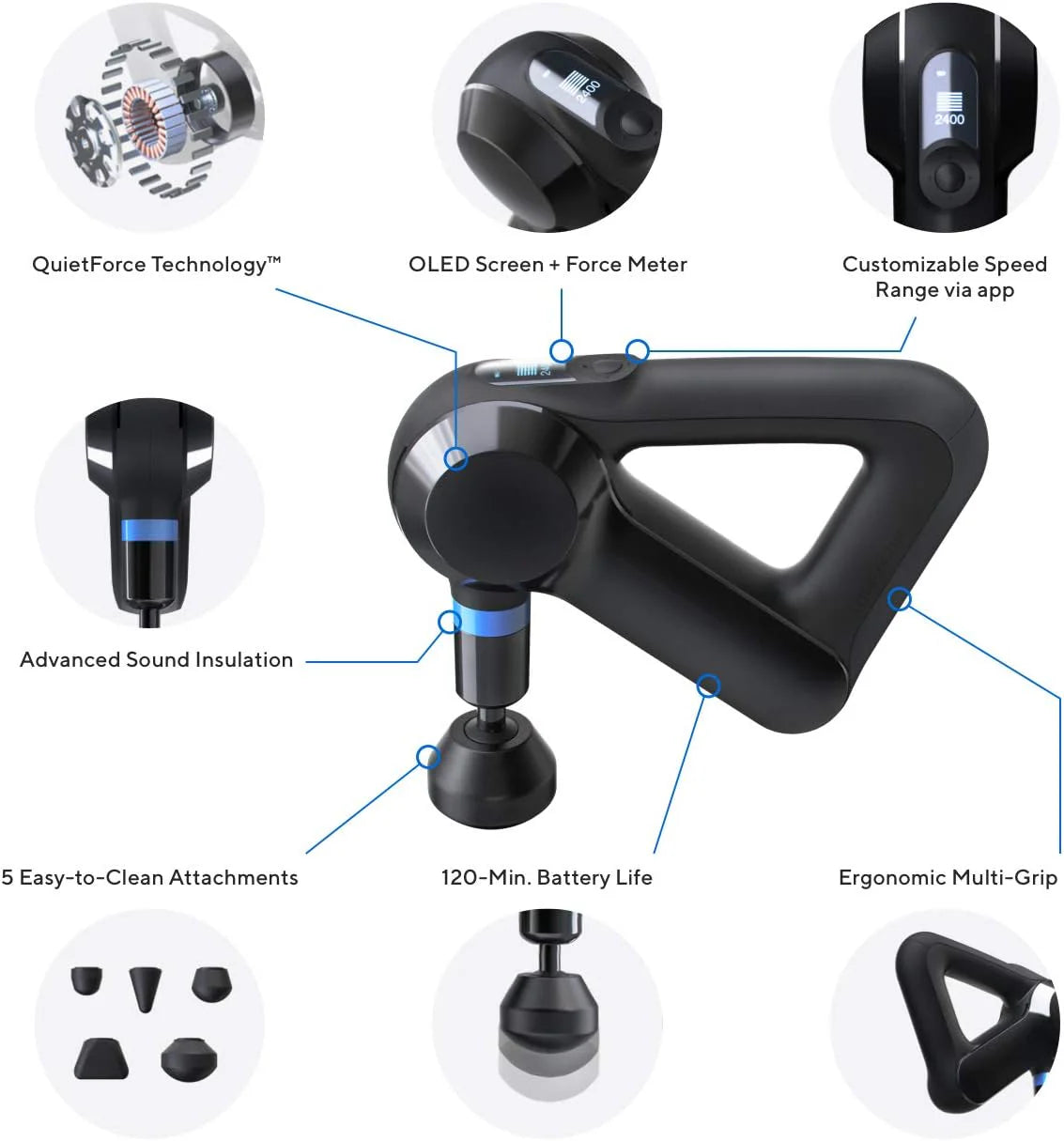 TheraGun Elite Deep Tissue Percussion Massage Gun, Black, 5th Generation