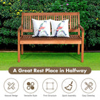Eucalyptus Wood Outdoor Garden Bench, 2-Person, 50 x 25 x 36 in