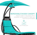Best Choice Products Outdoor Hanging Steel Chaise Lounge Chair With Canopy, Charcoal Gray - SKY5871