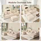 108 Inch U Shape Sectional Sofa With Removable Footstool