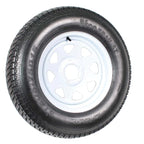 Trailer Tires On Rims ST205/75D15 Load Range C 5 Hole White Spoke - 2-Pack