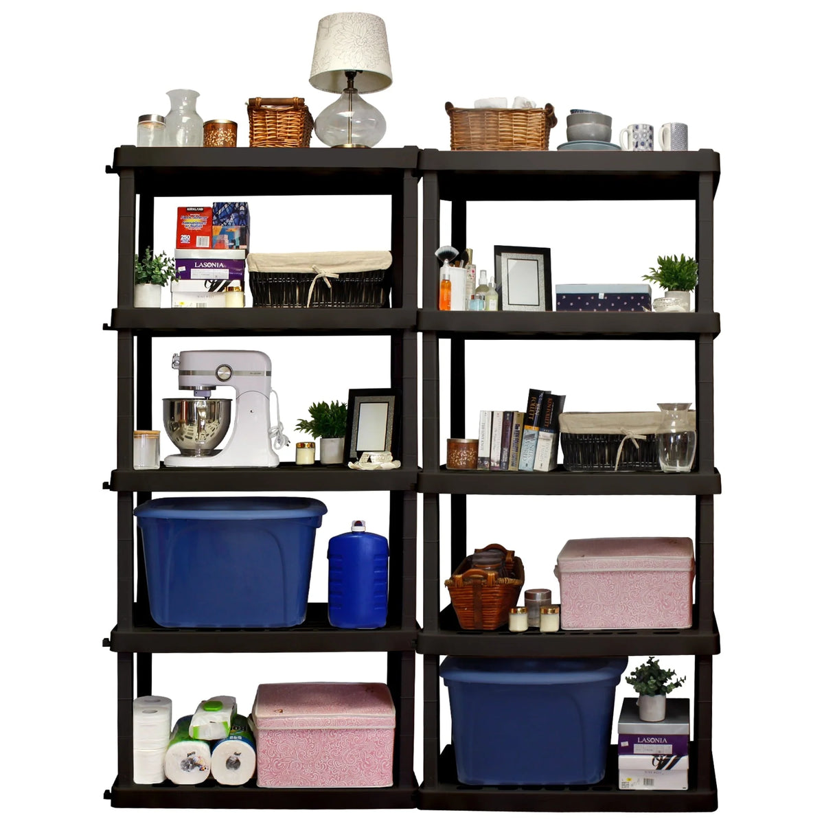 Hyper Tough 5-Tier Shelving Unit, W36 x D18 x H74in, Black, Pack Of 2