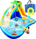 ROOJER Inflatable Water Slide Bounce House 8-in-1 With 450W Blower - Crocodile Water Park