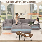 108 Inch U Shape Sectional Sofa With Removable Footstool