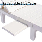 Outdoor Adjustable Patio Lounge Chair Set Of 2 With Side Table, White - 74.5 x 24.4 x 30 inch