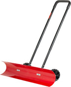 Brewin SnowPro 38 Inch Bi-Directional Wheeled Snow Pusher, Red - H955N