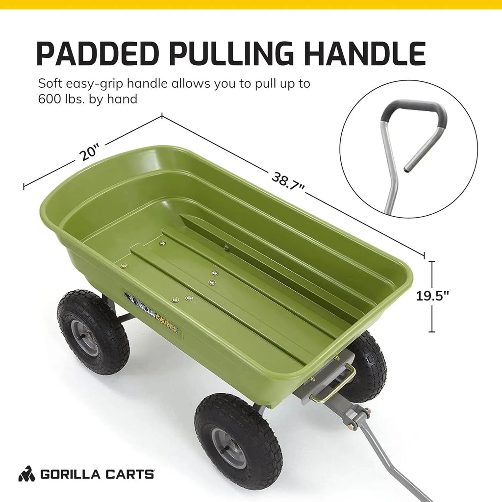 Gorilla Carts Utility Dump Wagon 6 Cubic Feet 1200 lb Capacity Black - GOR6PS