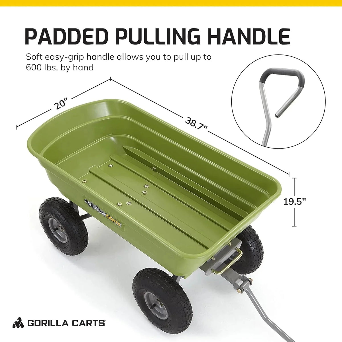 Gorilla Carts Utility Dump Wagon 6 Cubic Feet 1200 lb Capacity Black - GOR6PS