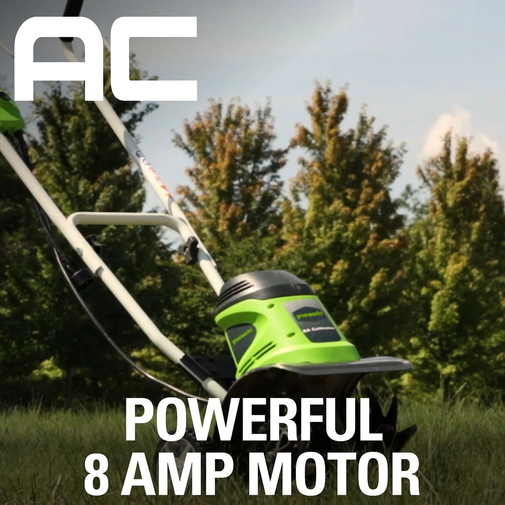 Greenworks Corded Electric Cultivator/Tiller, 8 Amp, 10-inch - 27072