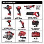 Milwaukee M18 FUEL 18V Brushless Cordless 7-Tool Combo Kit With Two 5.0 Ah Batteries