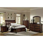 Classic 5-Piece Master Bedroom Set With Brown Cherry Platform Storage Bed
