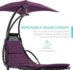 Best Choice Products Outdoor Hanging Steel Chaise Lounge Chair With Canopy, Charcoal Gray - SKY5871