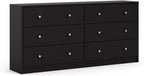 3-Piece Scandinavian Engineered Wood Bedroom Furniture Set With Black 6-Drawer Dresser, 3-Drawer Chest And Nightstand