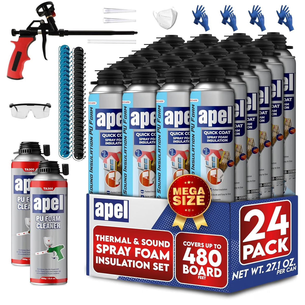 apel Spray Foam Insulation Kit, 12 x 32.80 oz / 240 Bd ft - 12 Pack