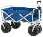 Mac Sports Heavy Duty Collapsible Folding All Terrain Utility Beach Wagon Cart, Blue/Black