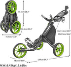 3-Wheel Foldable Golf Push Cart With Foot Brake