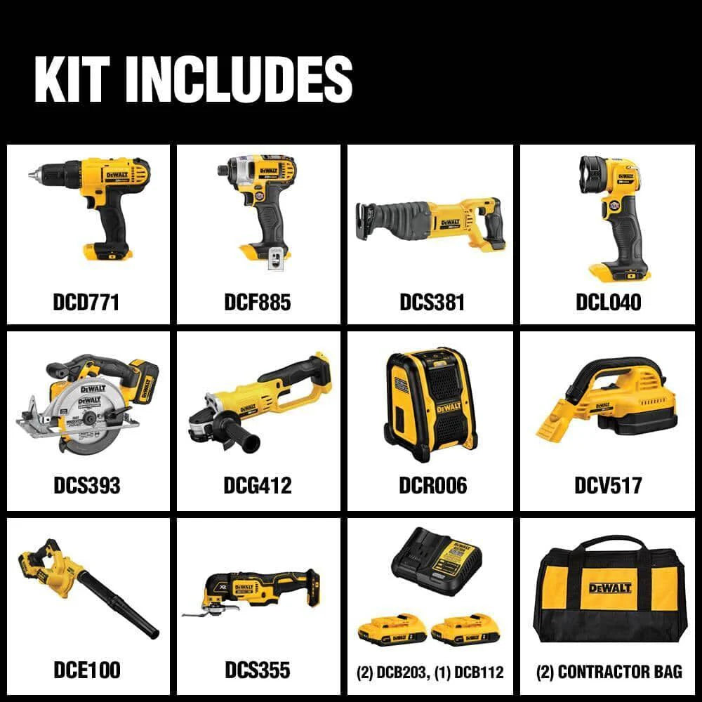 DeWalt 20V MAX 10-Tool Combo Kit With Batteries & Charger - DCK1020D2