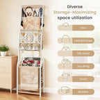 Pinzoveco 7-Tier Blanket Ladder Shelf With 4 Hooks, 5.5 ft / 18.1 x 12.6 x 66.2 in
