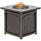 Hanover Orleans 5-Piece Steel Patio Fire Pit Conversation Set With Navy Blue Cushions, Swivel Gliders And Square Fire Pit Table