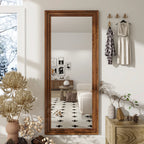 BEAUTYPEAK Full Length Floor Mirror With Stand, 64 x 21 in, Retro White
