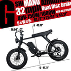 Electric Mountain Bike For Adults, 20 x 4.0 Fat Tires, 1000W Motor, 48V 20Ah Battery, Black - G-M1Sp