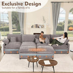 108 Inch U Shape Sectional Sofa With Removable Footstool