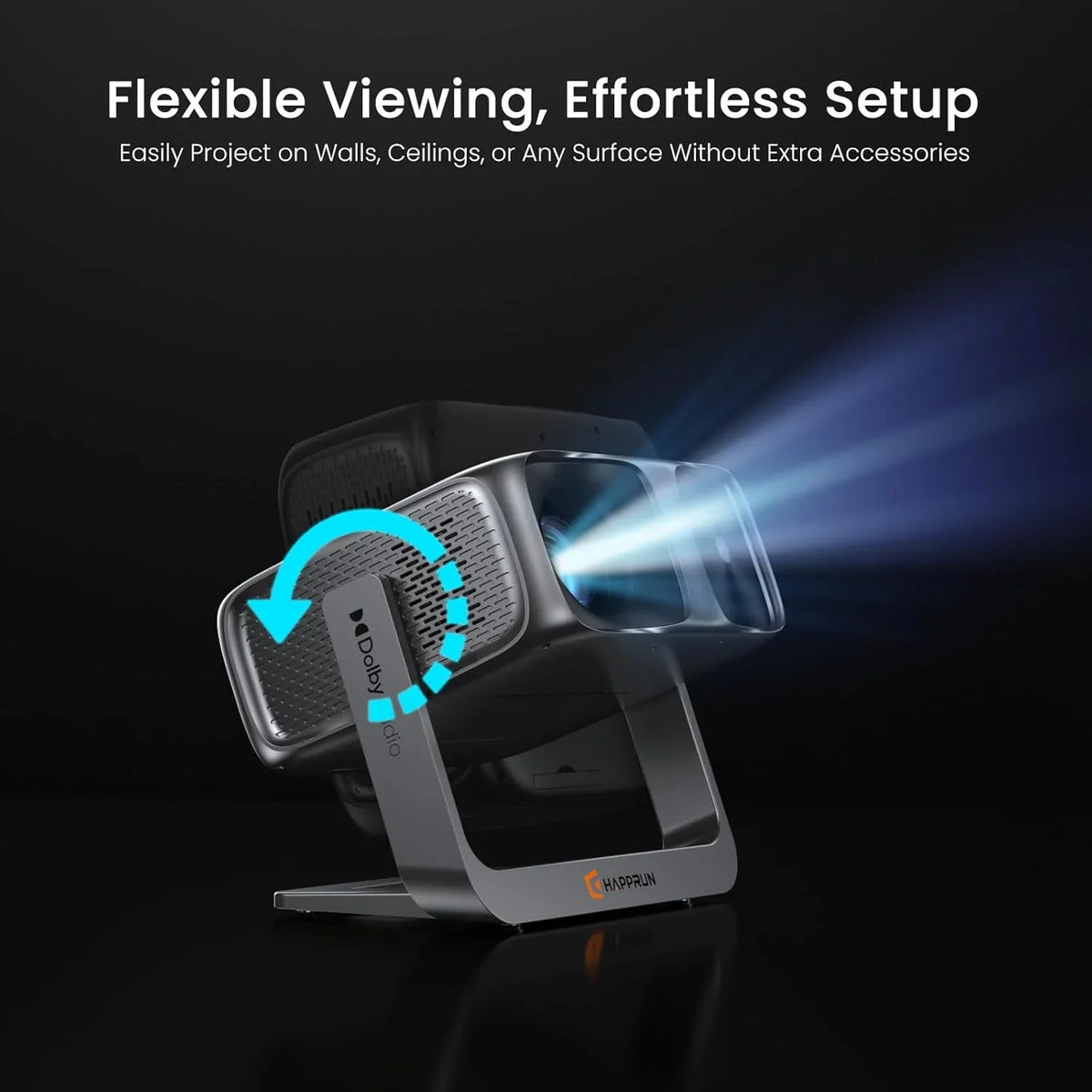 HAPPRUN Outdoor Smart Projector, 2000 ANSI Lumens, 1920 x 1080, 4K Decoding - Google TV