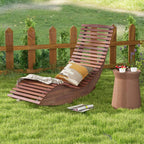 Acacia Wood Outdoor Patio Rocking Chair With Widened Slatted Seat And High Back