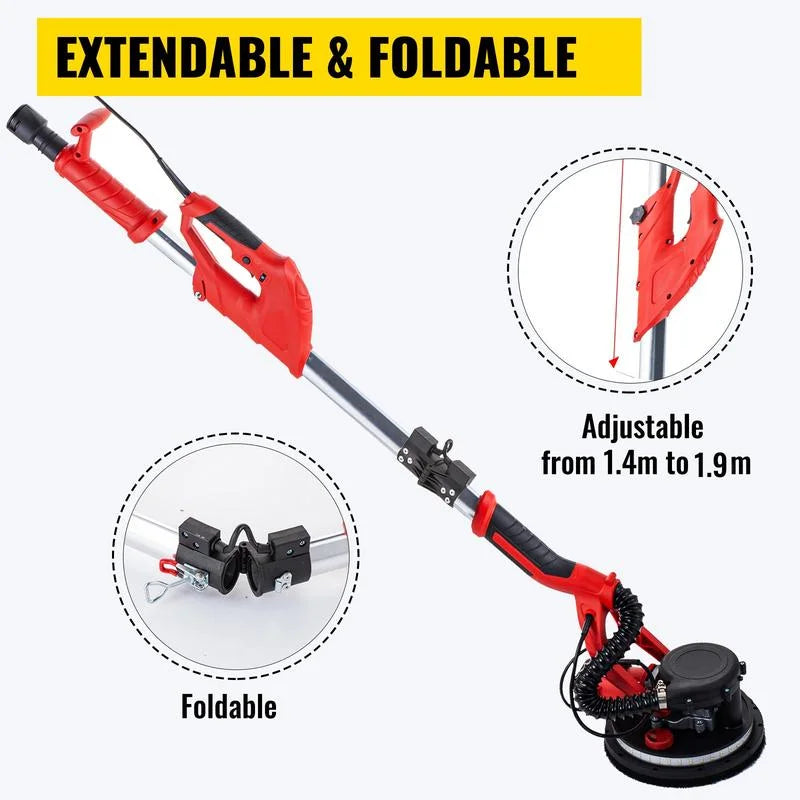 VEVOR Electric Drywall Sander 850W With LED Strip Light, Vacuum Bag And Telescope Handle
