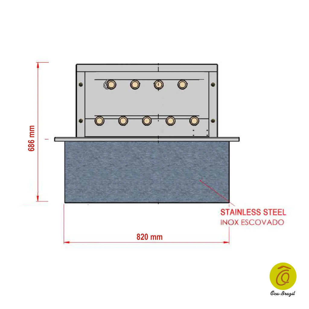 Oca-Brazil Brazilian BBQ Charcoal Grill With Firebox - 9 Skewers