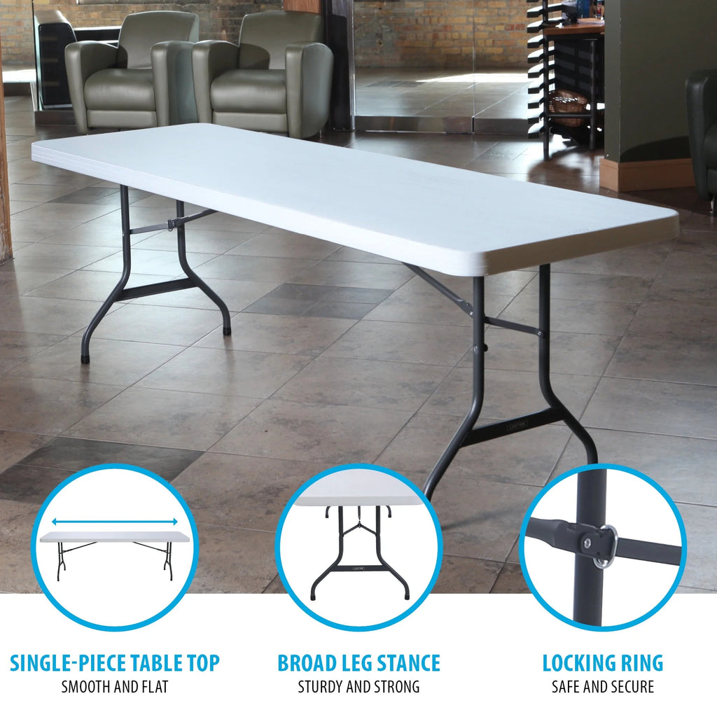 Lifetime 4 8-Foot Rectangle Folding Tables And 32 Chairs Set, White Granite - 80147