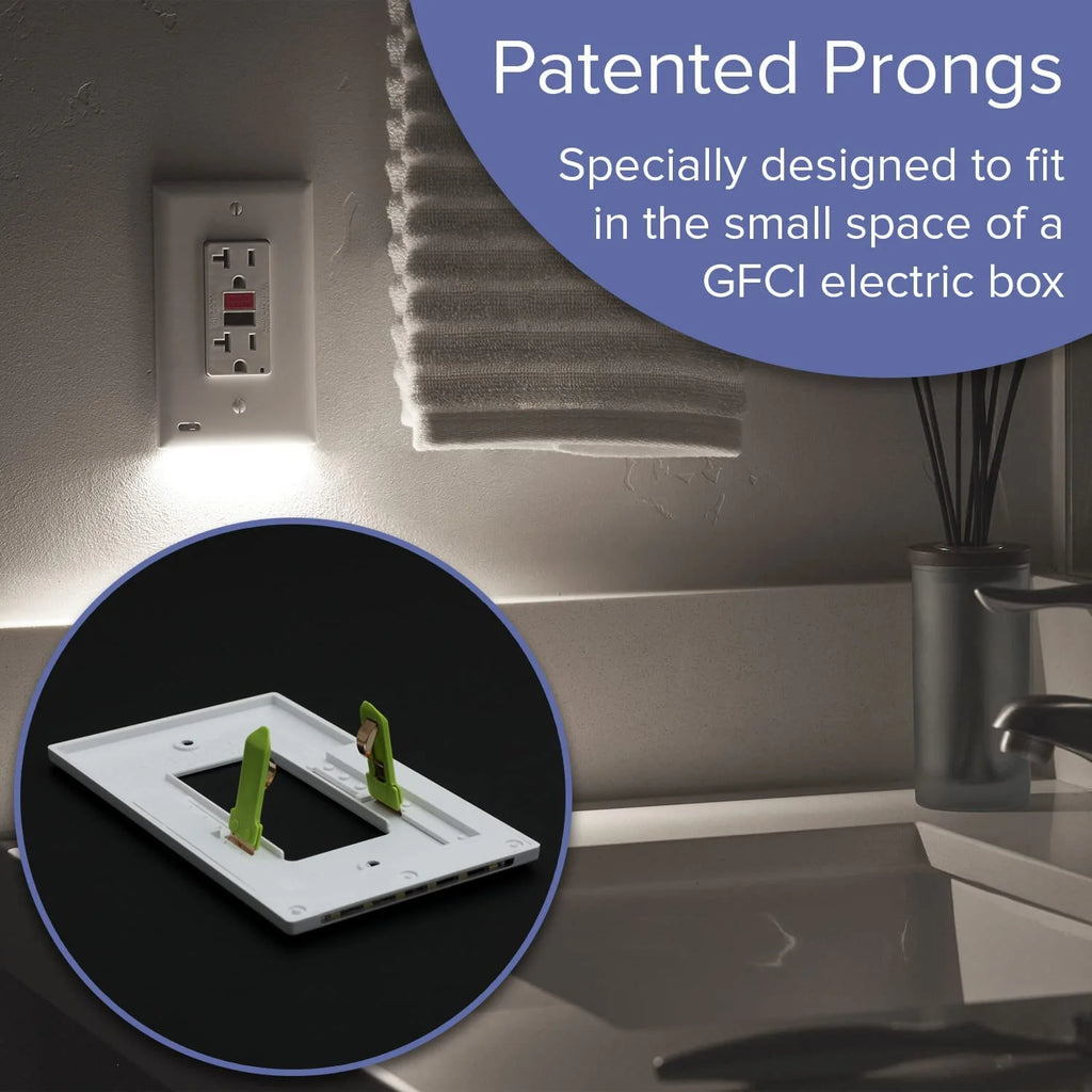SnapPower GuideLight 2 Duplex LED Night Light Outlet Wall Plate, 6 Pack, White