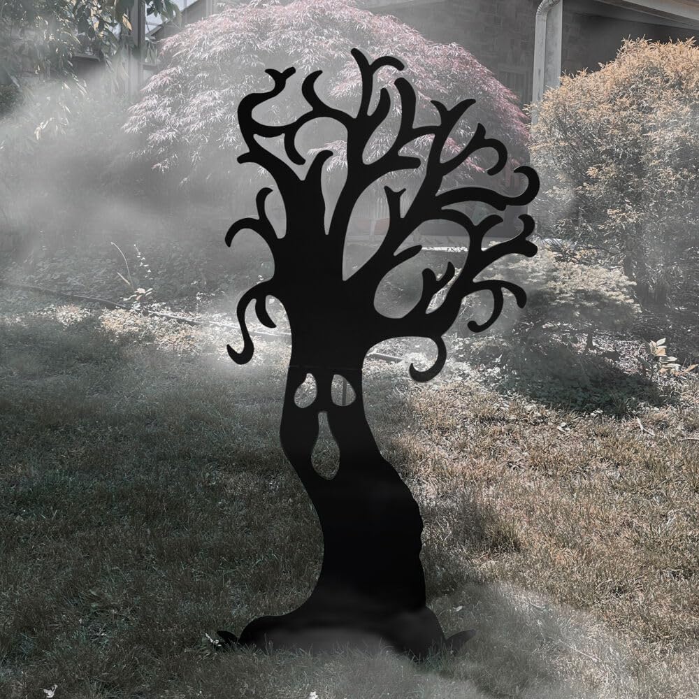 Haunted Hill Farm Black Iron Haunted Tree Silhouette, 0.8 x 34.5 x 66.5 inches - HHMTTREE066-0BLK