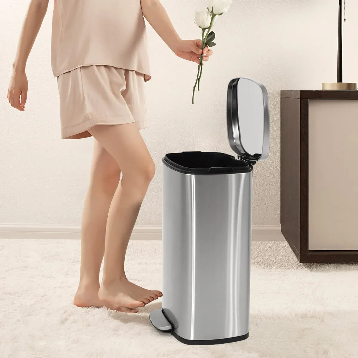 Bigacc 13 Gallon 50 Liter Automatic Stainless Steel Kitchen Trash Can - Automatic-Silver