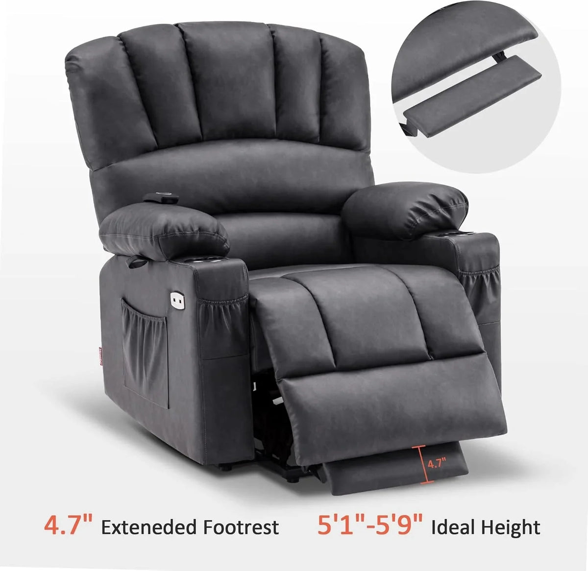 Heated Lift Recliner for Seniors with USB and Cup Holders