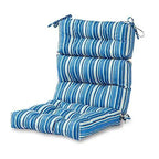Greendale Home Fashions High Back Outdoor Chair Cushion, Blue Stripe, 44 x 22 in, Polyester