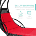 Best Choice Products Outdoor Hanging Steel Chaise Lounge Chair With Canopy, Charcoal Gray - SKY5871