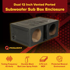 QPower Dual 12 Inch Vented Car Subwoofer Enclosure - QBOMB12VL